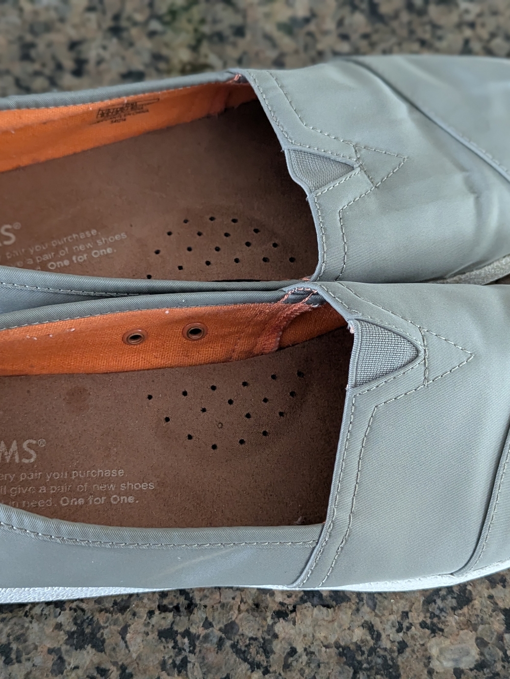 Toms Women’s Slip-On Loafers in Light Gray with Orange Interior